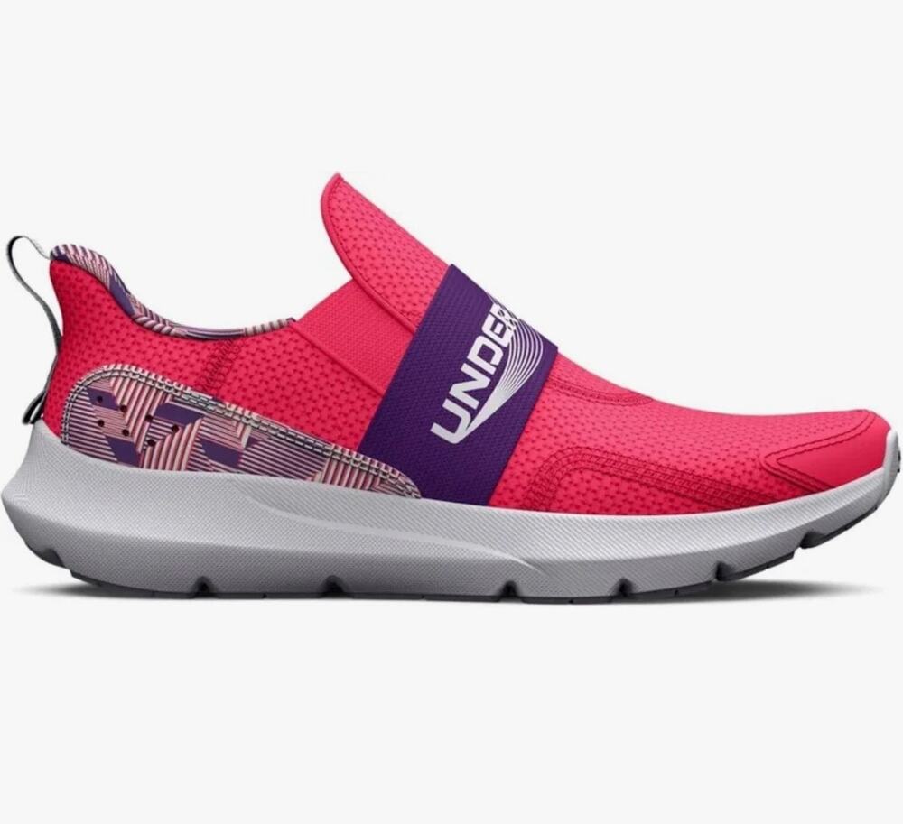 Under Armour Girls Slip-On Running Shoes Pink/Purple – Youth Size 5 – NWT
